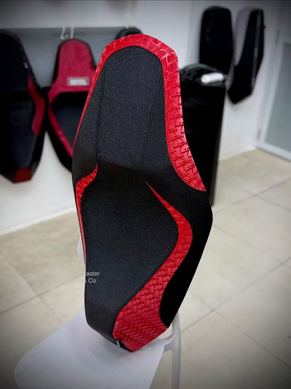 Black and red custom seat